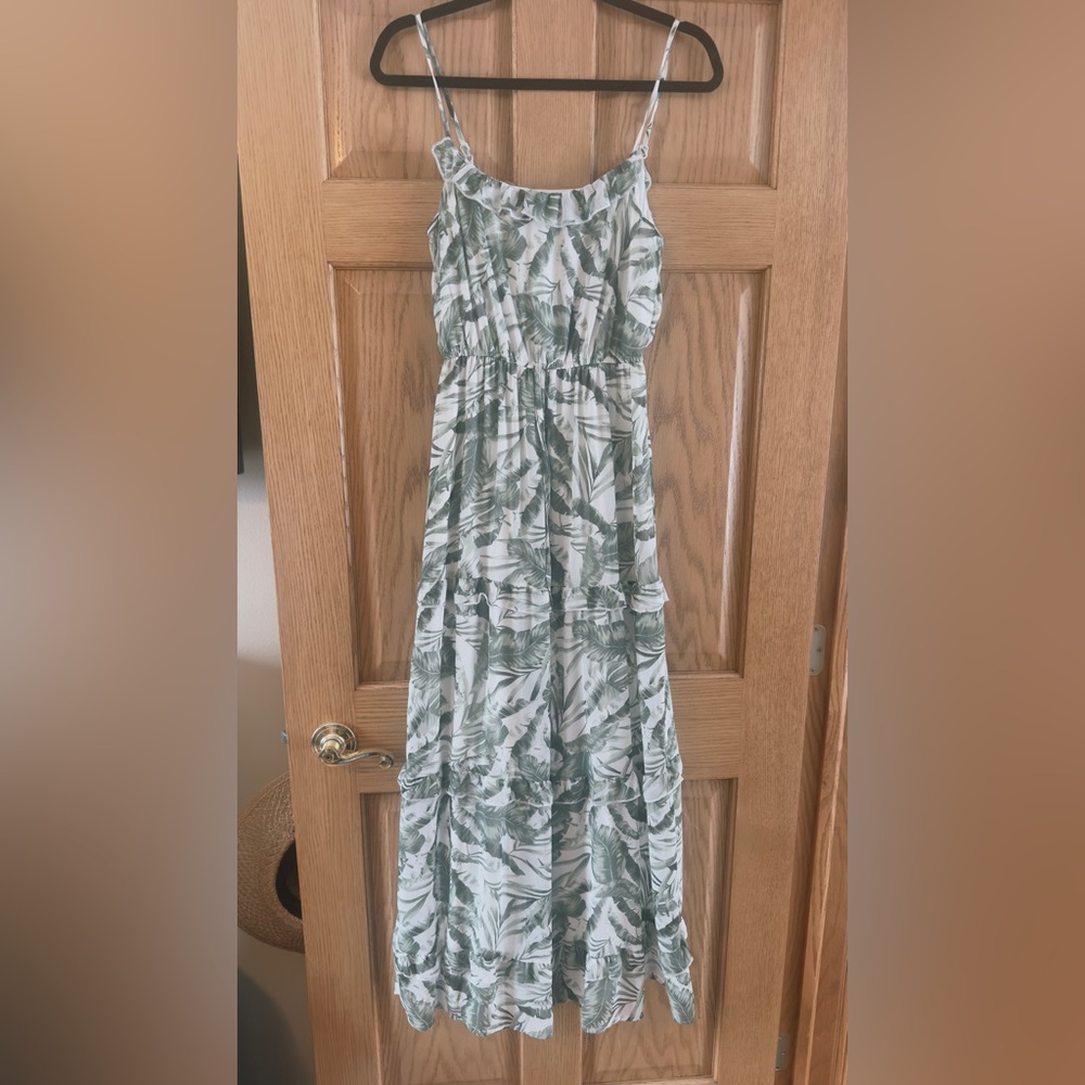 Crystal Doll White and Green Floral Dress